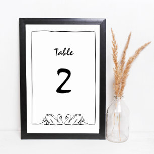 Numéro De Table Fête des mariées de cygne manuscrite simple et int