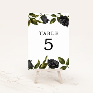 Numéro De Table Fête des mariées de Rose noir gothique blanc
