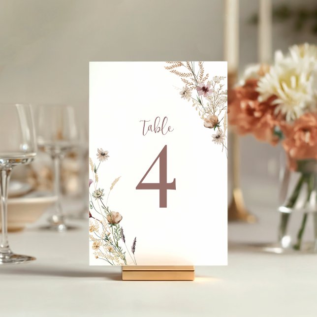 Numéro De Table Fête des mariées Fleur sauvage aquarelle plat (Créateur téléchargé)