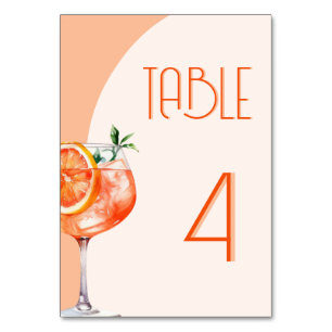 Numéro De Table Fête des mariées moderne Orange Aperol Spritz