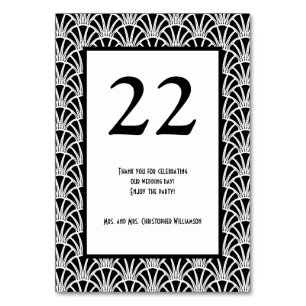 Numéro De Table Fête du mariage noir blanc et Art déco