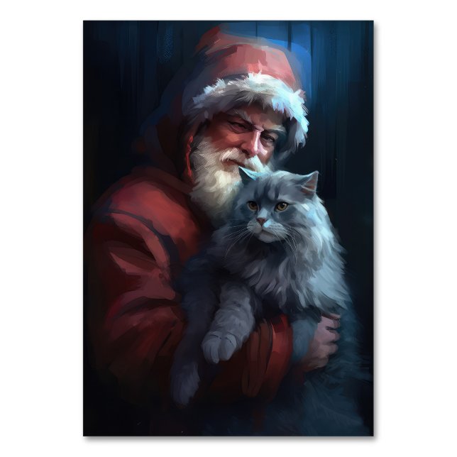 Numéro De Table Fête du Père Noël du chat bleu russe (Par défaut)