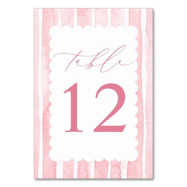 Numéro De Table Fête élégante de bébé avec des rayures roses (Par défaut)