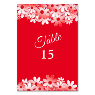 Numéro De Table Fête florale élégante rouge et blanc