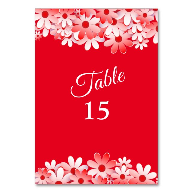 Numéro De Table Fête florale élégante rouge et blanc (Par défaut)