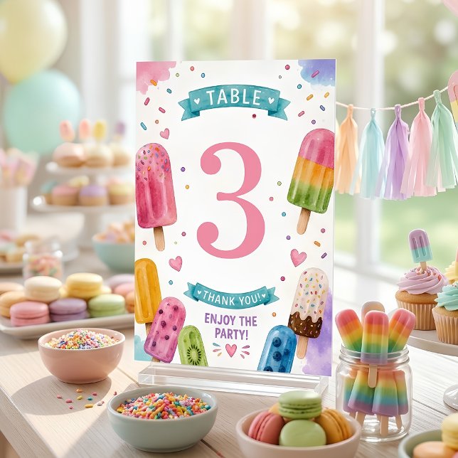 Numéro De Table Fête sur mesure de sucettes glacées  (Créateur téléchargé)