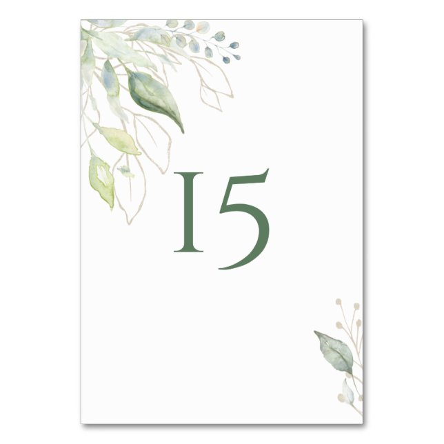 Numéro De Table Feuillage doré Botanique Feuilles Aquarelle (Par défaut)