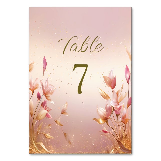 Numéro De Table Feuille doré rose Numéro de tableau (Dos)