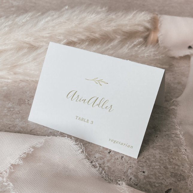Numéro De Table Feuille minimale | Gold Menu Option Mariage Place  (Créateur téléchargé)