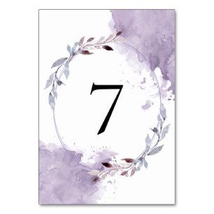 Numéro De Table Feuilles d'aquarelle violet Mariage de trame