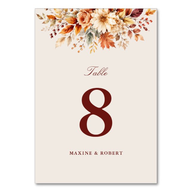 Numéro De Table Feuilles d'automne Mariage aquarelle botanique d'a (Par défaut)