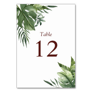 Numéro De Table Feuilles de palmiers tropicaux exotiques luxuriant