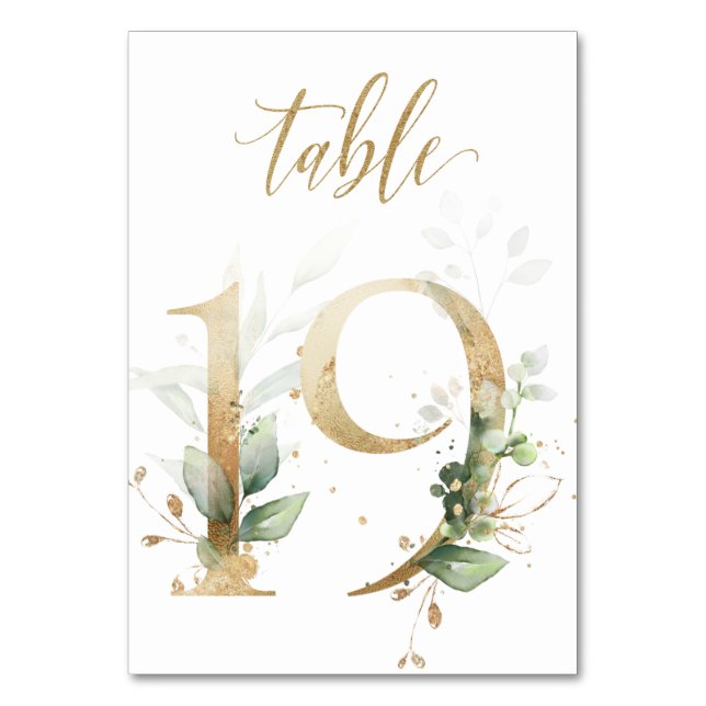 Numéro de table Feuilles de Vert Doré 19 (Par défaut)