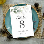 Numéro De Table Feuilles d'or verdure Élégant mariage Numéro de ta<br><div class="desc">Green Gold Feuilles Elégante carte de mariage Numéro Divers feuilles, aquarelle peinte , et faux feuille d'or plante élégant et tendance design mariage. Cette élégante aquarelle verte, verte et dorée botanique à la mode mariage encadre vos détails mariages avec une bordure de feuilles pastel aquarelle feuillage en or et vert....</div>