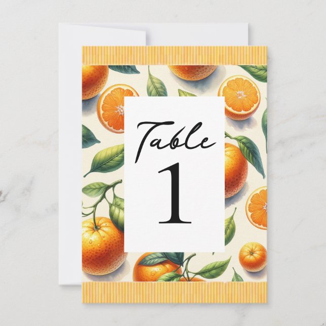 Numéro de table Feuilles d'orange au citron aquare (Devant)