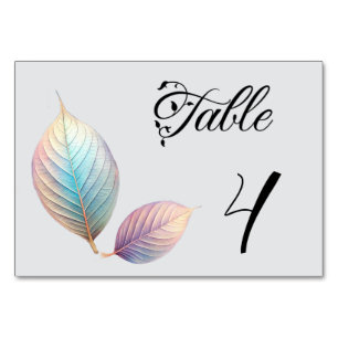 Numéro De Table Feuilles iridescentes pastel Mariage pastels rêveu