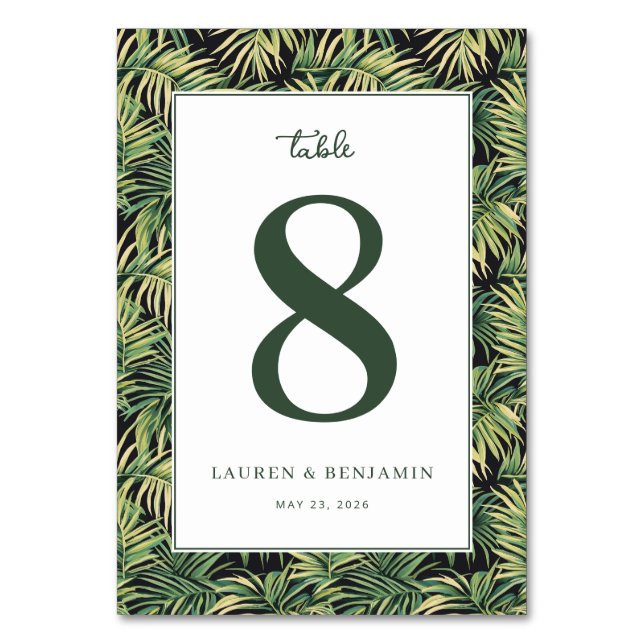 Numéro De Table Feuilles tropicales vertes élégantes (Par défaut)