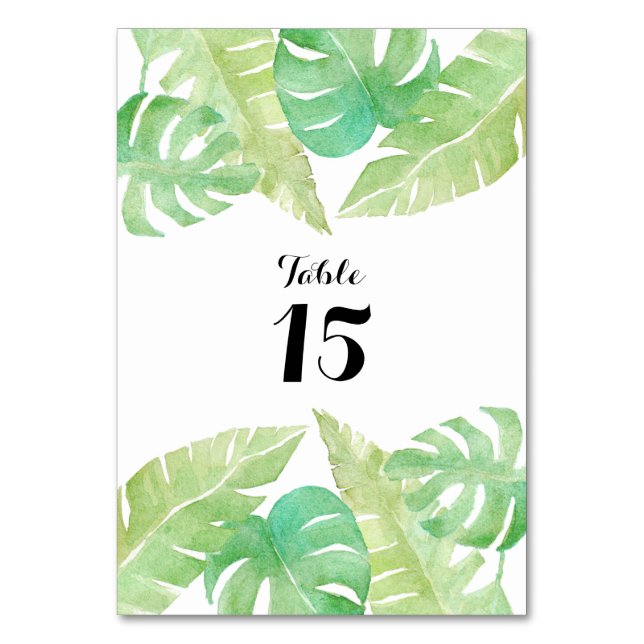 Numéro De Table Feuilles tropicaux en aquarelle (Par défaut)