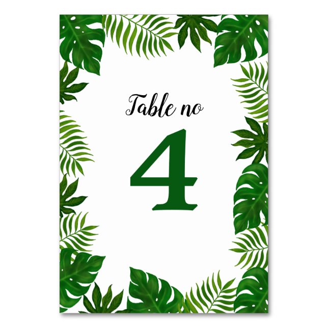 Numéro De Table Feuilles tropicaux | MARIAGE (Dos)