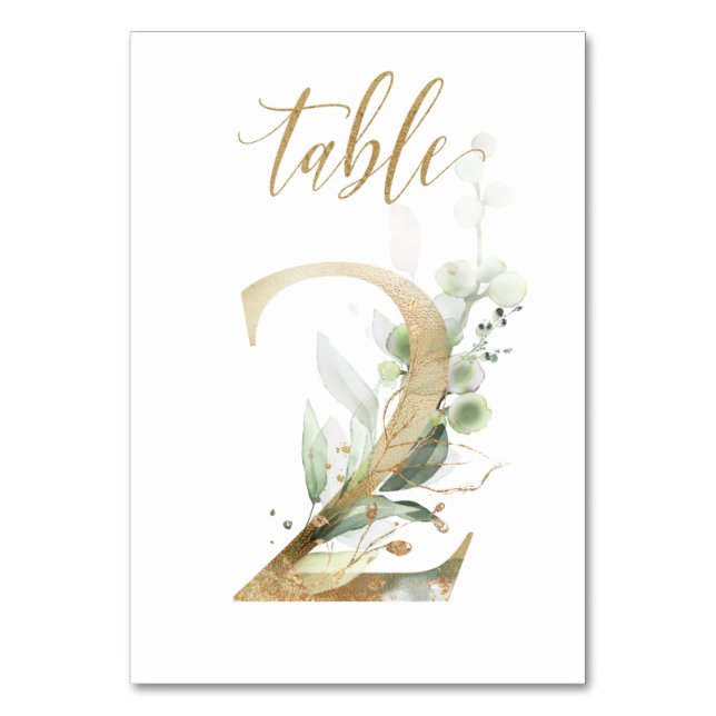 Numéro De Table Feuilles Vertes Or Table 2, (Par défaut)
