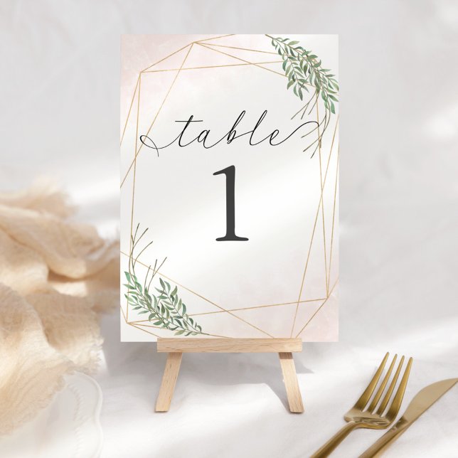 Numéro De Table Feuilles Vertes & Table Numéro Blush (Créateur téléchargé)