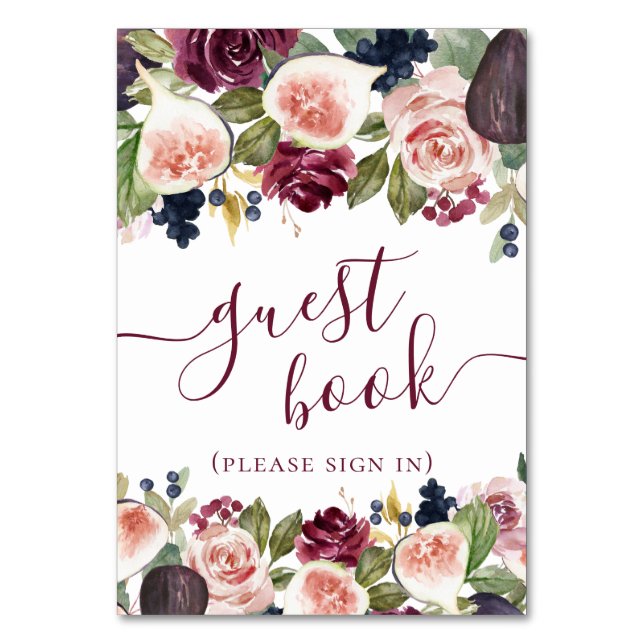 Numéro De Table Figues florissantes | Rustique Elegant Aquarelle F (Par défaut)