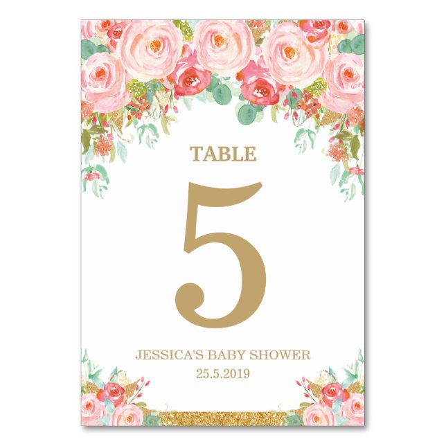 Numéro De Table Fille de Baby shower d'éléphant rose pâle (Par défaut)