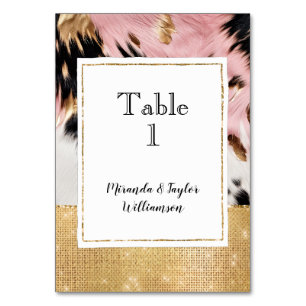 Numéro De Table Fille Rose Noir Vachette Bouffée