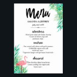 Numéro De Table Flamant rose d'aquarelle et Palm Feuille Menu Mari<br><div class="desc">menu mariage Flamant rose sous forme de carte de table, imprimé sur les deux côtés, pour que vous puissiez facilement l'ajouter à vos porte-cartes de table. Le menu mariage est composé d'un flamant rose qui se dresse au milieu de la verdure et de charmantes fontes. Ajoutez votre menu mariage, vos...</div>