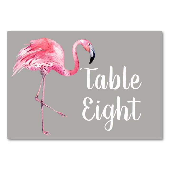 Numéro De Table Flamant rose sur gris (Devant)