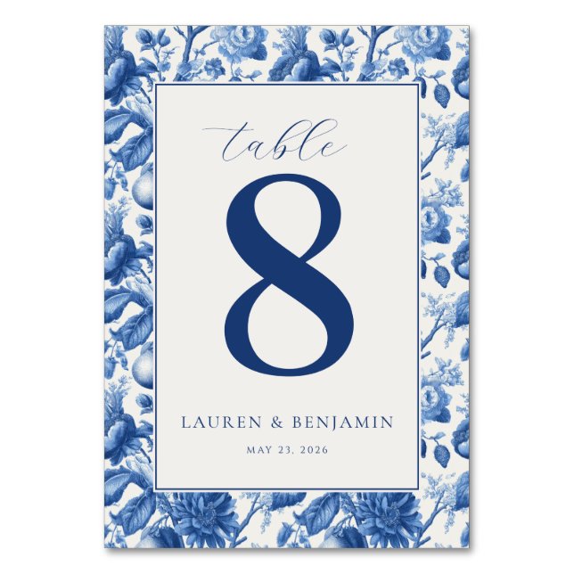 Numéro De Table Fleur Bleu Élégant (Par défaut)