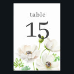 Numéro de table Fleur d'Anémone Blanche<br><div class="desc">Les fleurs d'anémone blanches en fleurs mettent en valeur cette collection. Ensemble complet disponible ici https://www.zazzle.com/collections/white_anemones-119037998428161090</div>
