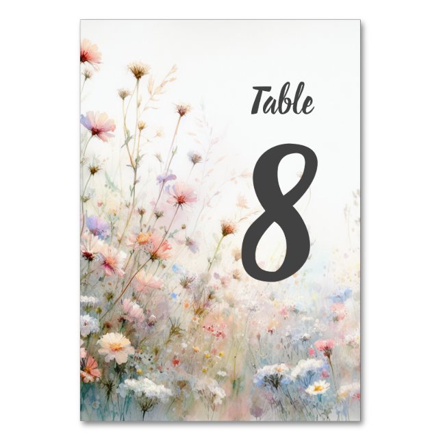 Numéro De Table Fleur de Boho aquarelle personnalisée (Par défaut)