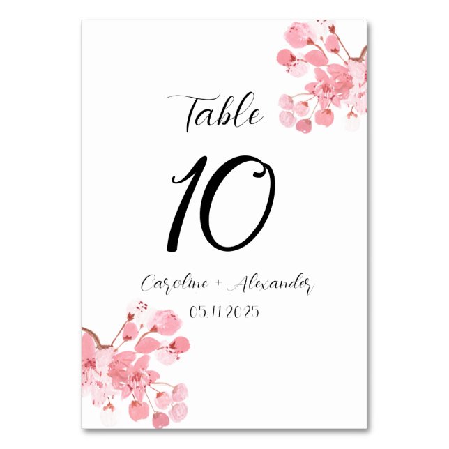 Numéro De Table Fleur de cerisier Moderne Oriental Sakura Mariage  (Par défaut)