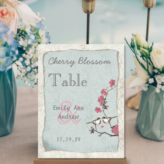 Numéro de table Fleur de Cerisier Rose Oiseau de l (Créateur téléchargé)