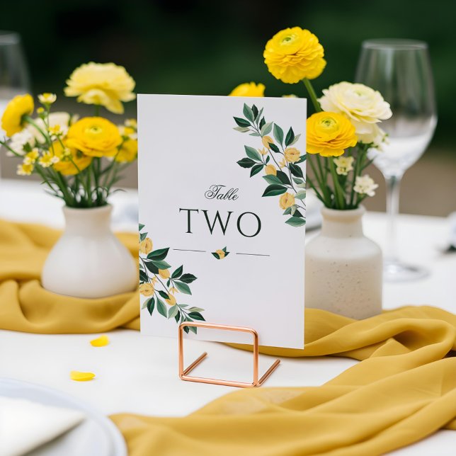 Numéro De Table Fleur de citron Arbre Floral Élégant Mariage blanc (Lemon Blossom Floral Tree Elegant White Wedding Table Number)