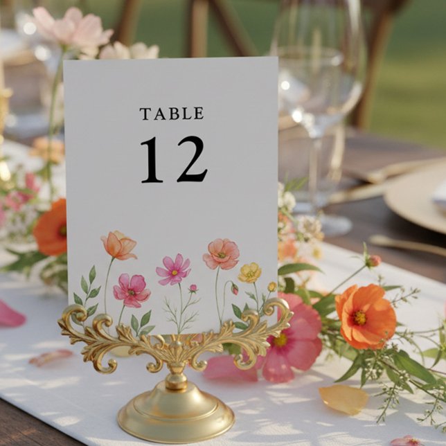 Numéro de table Fleur de mariage champêtre jolie (Editable Table Number from the Wildflower Bloom wedding collection by Darling & May)