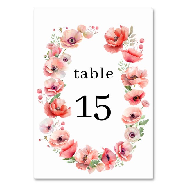 Numéro de table fleur de pavot rose et rouge Beau (Par défaut)