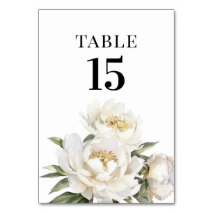 Numéro De Table Fleur de pivoine blanche Numéro de tableau