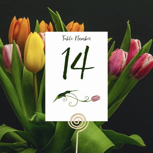 Numéro De Table Fleur de tulipe rose (Créateur téléchargé)