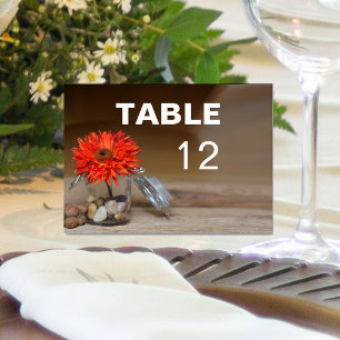 Numéro De Table Fleur d'Orange dans un Pot Mason à Plier