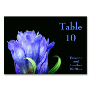 Numéro De Table Fleur Gentienne Bleue Mariage personnalisé