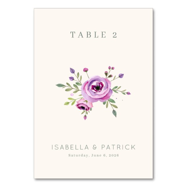Numéro De Table Fleur pastel sérène aquarelle (Par défaut)