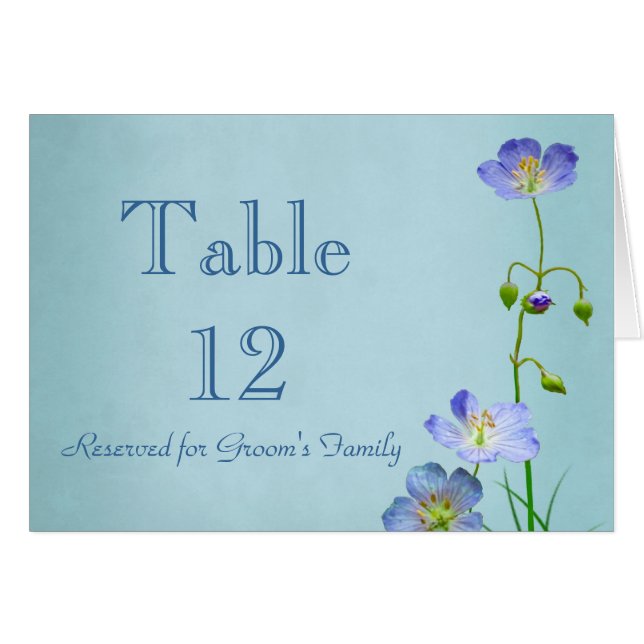Numéro de table Fleur sauvage bleu (Devant Horizontal)