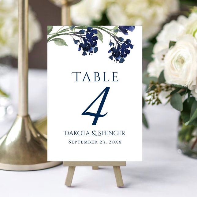 Numéro De Table Fleur sauvage | Bleu classique Fleurs de Jardin Bo (Créateur téléchargé)