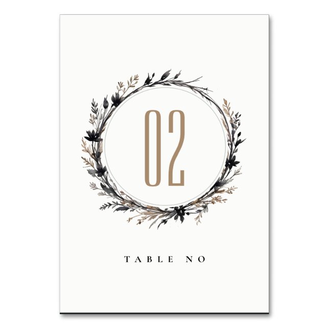 Numéro De Table Fleur sauvage Boho Black Brown Automne Mariage (Par défaut)