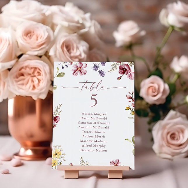 Numéro de table fleur sauvage Carte de siège (Créateur téléchargé)