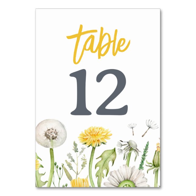 Numéro De Table Fleur sauvage Dandelion Garden Wedding (Par défaut)
