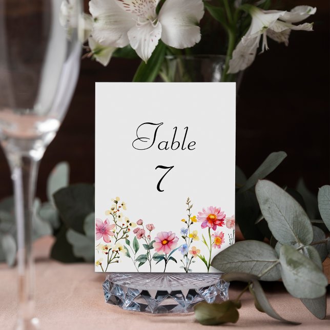 Numéro De Table Fleur sauvage d'aquarelle Mariage d'été du printem (Créateur téléchargé)