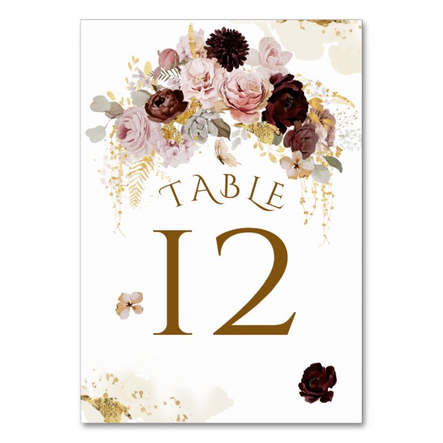 Numéro De Table Fleur sauvage d'automne Fête des mariées Florale o (Par défaut)
